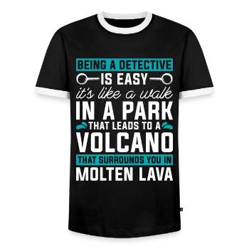 Detective Being A Detective Is Easy Investigation - Men's Ringer Shirt - black/white - Front - AI Model Female 172 light (172cm) & AI Model Male 178 light (178cm)