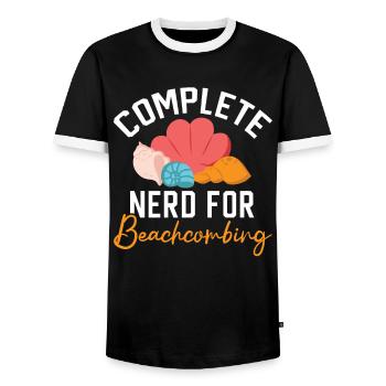 Nerd complet pour le beachcombing Seashell Beachcomb - T-shirt contrasté Homme - noir/blanc - Devant - AI Model Female 172 light (172cm) & AI Model Male 178 light (178cm)