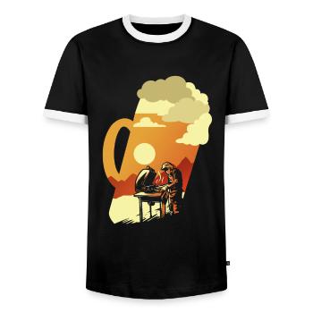 Barbecue and beer BBQ Barbecue for real grillers - Men's Ringer Shirt - black/white - Front - AI Model Female 172 light (172cm) & AI Model Male 178 light (178cm)