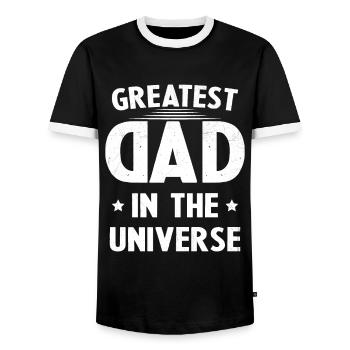 Father's Day Gift Biggest Dad in the Universe - Men's Ringer Shirt - black/white - Front - AI Model Female 172 light (172cm) & AI Model Male 178 light (178cm)