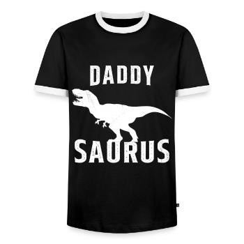 Papa saurus Humour Cadeau fête des pères - T-shirt contrasté Homme - noir/blanc - Devant - AI Model Female 172 light (172cm) & AI Model Male 178 light (178cm)