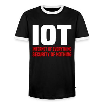 Internet Of Things IOT Programmer Admin IT - Men's Ringer Shirt - black/white - Front - AI Model Female 172 light (172cm) & AI Model Male 178 light (178cm)