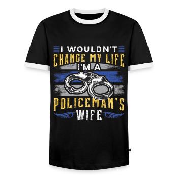 Police Officer Wouldn't Change My Life Sheriff Cop - Männer Kontrast-T-Shirt - Schwarz/Weiß - Vorne - AI Model Female 172 light (172cm) & AI Model Male 178 light (178cm)