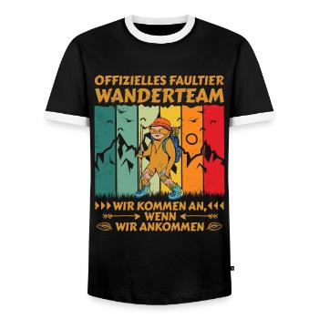 Hiking Team Sloth Hiking - Men's Ringer Shirt - black/white - Front - AI Model Female 172 light (172cm) & AI Model Male 178 light (178cm)