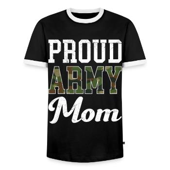 Proud Mom Army Military Mom Soldiers - Men's Ringer Shirt - black/white - Front - AI Model Female 172 light (172cm) & AI Model Male 178 light (178cm)