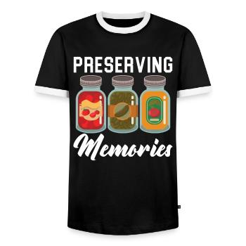 Préserver les souvenirs Boîtes de conserve - T-shirt contrasté Homme - noir/blanc - Devant - AI Model Female 172 light (172cm) & AI Model Male 178 light (178cm)