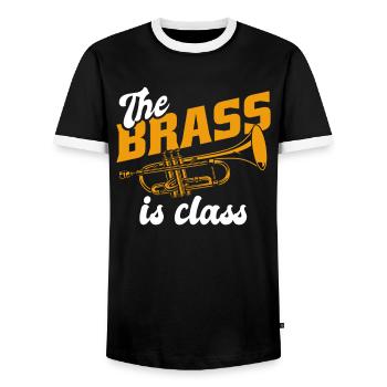 Fan train marching band brass - Men's Ringer Shirt - black/white - Front - AI Model Female 172 light (172cm) & AI Model Male 178 light (178cm)