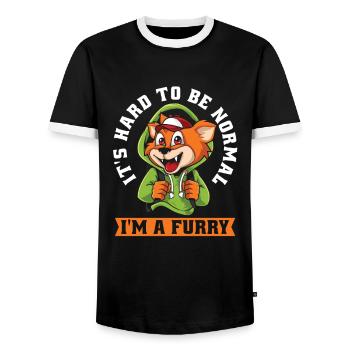 Furry Fandom Fursuits Lustig - Männer Kontrast-T-Shirt - Schwarz/Weiß - Vorne - AI Model Female 172 light (172cm) & AI Model Male 178 light (178cm)