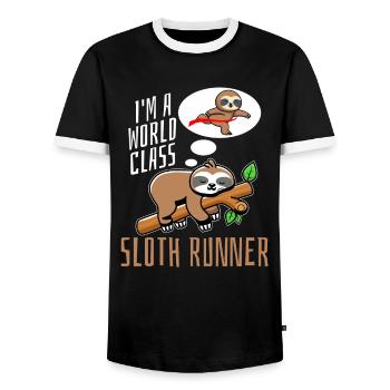 Faultier Läufer Faultier Läuft - Männer Kontrast-T-Shirt - Schwarz/Weiß - Vorne - AI Model Female 172 light (172cm) & AI Model Male 178 light (178cm)