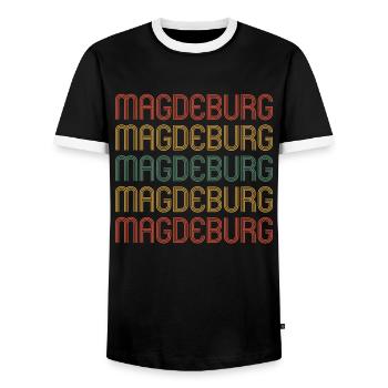 Magdeburgerin Magdeburger Magdeburg - Männer Kontrast-T-Shirt - Schwarz/Weiß - Vorne - AI Model Female 172 light (172cm) & AI Model Male 178 light (178cm)