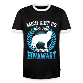 Nur mit meinem Hovawart derber Bauernhund - Männer Kontrast-T-Shirt - Schwarz/Weiß - Vorne - AI Model Female 172 light (172cm) & AI Model Male 178 light (178cm)