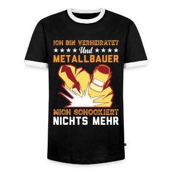 Ich Bin Verheiratet Und Metallbauer Mich - Männer Kontrast-T-Shirt - Schwarz/Weiß - Vorne - AI Model Female 172 light (172cm) & AI Model Male 178 light (178cm)