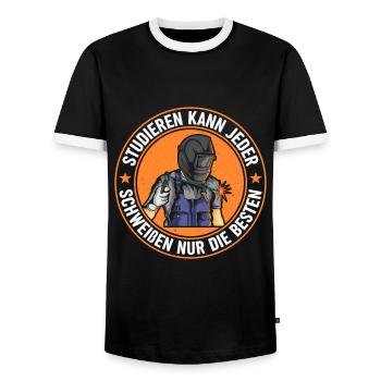 Studieren Kann Jeder Schweißen Nur Die Besten - Männer Kontrast-T-Shirt - Schwarz/Weiß - Vorne - AI Model Female 172 light (172cm) & AI Model Male 178 light (178cm)