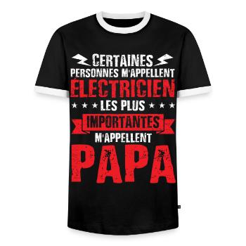 Idée cadeau électricien papa humour fête des pères - T-shirt contrasté Homme - noir/blanc - Devant - AI Model Female 172 light (172cm) & AI Model Male 178 light (178cm)