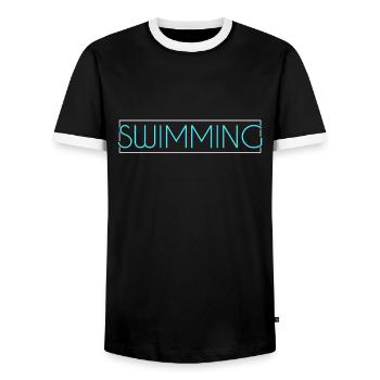 Lettrage de natation - T-shirt contrasté Homme - noir/blanc - Devant - AI Model Female 172 light (172cm) & AI Model Male 178 light (178cm)