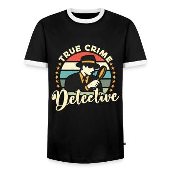 Détective True Crime Détective Retro Enquête - T-shirt contrasté Homme - noir/blanc - Devant - AI Model Female 172 light (172cm) & AI Model Male 178 light (178cm)