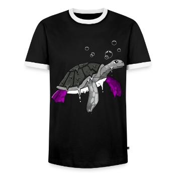 Asexual Pride Ace Flag Sea Turtle Subti - T-shirt contrasté Homme - noir/blanc - Devant - AI Model Female 172 light (172cm) & AI Model Male 178 light (178cm)