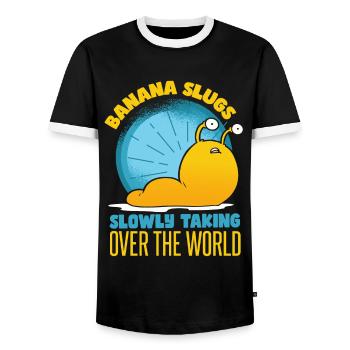 Lustige Bananenschnecke - Männer Kontrast-T-Shirt - Schwarz/Weiß - Vorne - AI Model Female 172 light (172cm) & AI Model Male 178 light (178cm)