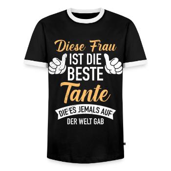 Beste Tante Muttertag Tanten weltbeste Tante - Männer Kontrast-T-Shirt - Schwarz/Weiß - Vorne - AI Model Female 172 light (172cm) & AI Model Male 178 light (178cm)