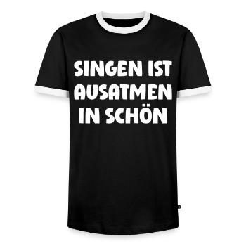 Singen Ist Ausatmen in Schön - Männer Kontrast-T-Shirt - Schwarz/Weiß - Vorne - AI Model Female 172 light (172cm) & AI Model Male 178 light (178cm)