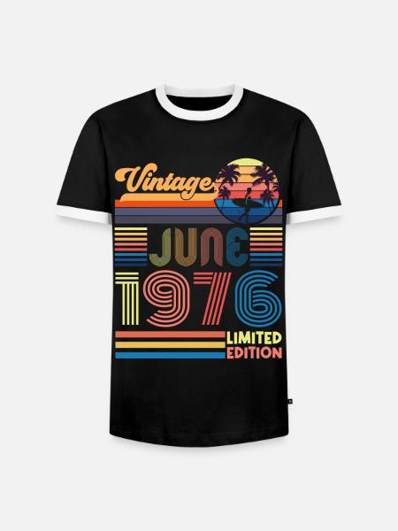 Fødselsdag juni 1976. Juni 1976 Juni 1976 Gave - Herre kontrast-T-shirt - sort/hvid