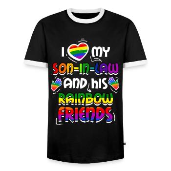 J’aime mon gendre et son - T-shirt contrasté Homme - noir/blanc - Devant - AI Model Female 172 light (172cm) & AI Model Male 178 light (178cm)