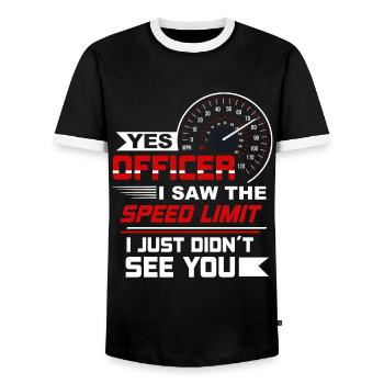 Ja, Offizier, ich habe den - Männer Kontrast-T-Shirt - Schwarz/Weiß - Vorne - AI Model Female 172 light (172cm) & AI Model Male 178 light (178cm)