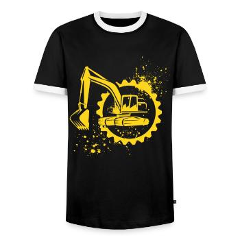 Gelber Bagger Kinder Jungen Mädchen - Männer Kontrast-T-Shirt - Schwarz/Weiß - Vorne - AI Model Female 172 light (172cm) & AI Model Male 178 light (178cm)