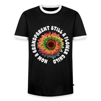 Großeltern Blumenkind - Hippie Kostüm Tie Dye - Männer Kontrast-T-Shirt - Schwarz/Weiß - Vorne - AI Model Female 172 light (172cm) & AI Model Male 178 light (178cm)