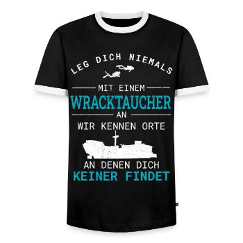 Wracktauchen Tauchen Wracktaucher Geschenk - Männer Kontrast-T-Shirt - Schwarz/Weiß - Vorne - AI Model Female 172 light (172cm) & AI Model Male 178 light (178cm)