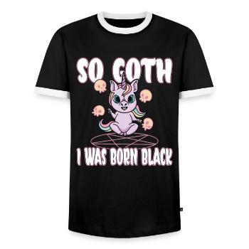 Satan Beelzebub Teufel Gothic Pentagram Mystisch - Männer Kontrast-T-Shirt - Schwarz/Weiß - Vorne - AI Model Female 172 light (172cm) & AI Model Male 178 light (178cm)