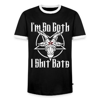 Satan Belzébuth Diable Gothique Pentagramme Mystique - T-shirt contrasté Homme - noir/blanc - Devant - AI Model Female 172 light (172cm) & AI Model Male 178 light (178cm)