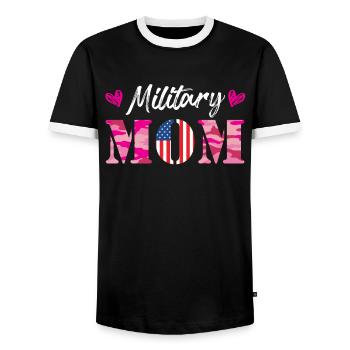 Fan militaire Mamans Patriotisme Amérique Maman - T-shirt contrasté Homme - noir/blanc - Devant - AI Model Female 172 light (172cm) & AI Model Male 178 light (178cm)
