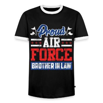 Proud Brother-in-Law Air Force Soldier Army Fan - Men's Ringer Shirt - black/white - Front - AI Model Female 172 light (172cm) & AI Model Male 178 light (178cm)
