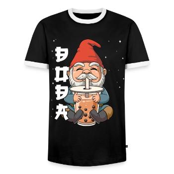 Boba Tea Gnom Bubble Tea - Männer Kontrast-T-Shirt - Schwarz/Weiß - Vorne - AI Model Female 172 light (172cm) & AI Model Male 178 light (178cm)