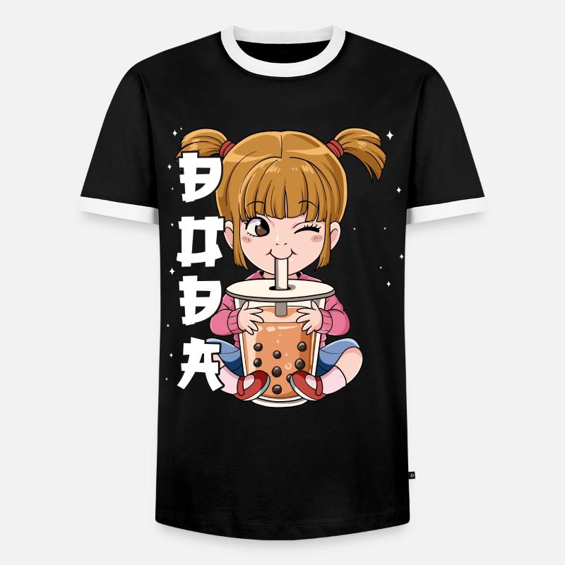 Boba Tea Mädchen Bubble Tea - Männer Kontrast-T-Shirt - Schwarz/Weiß