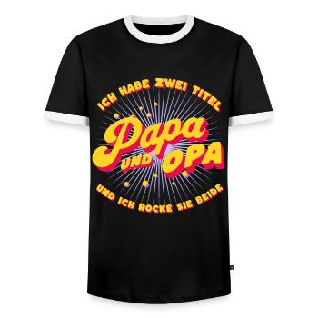 Ich Habe Zwei Titel Papa Und Opa & Ich Rocke Beide - Männer Kontrast-T-Shirt - Schwarz/Weiß - Vorne - AI Model Female 172 light (172cm) & AI Model Male 178 light (178cm)