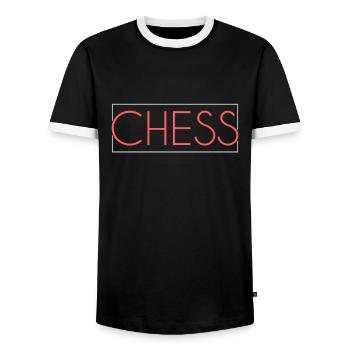Lettrage d’échecs - T-shirt contrasté Homme - noir/blanc - Devant - AI Model Female 172 light (172cm) & AI Model Male 178 light (178cm)