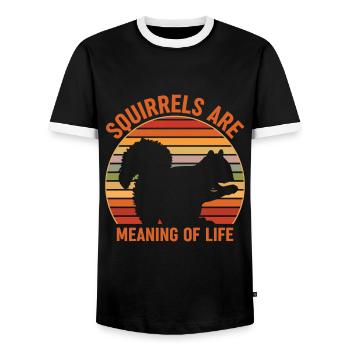 Squirrels Are Meaning Of Life Attitude - Men's Ringer Shirt - black/white - Front - AI Model Female 172 light (172cm) & AI Model Male 178 light (178cm)