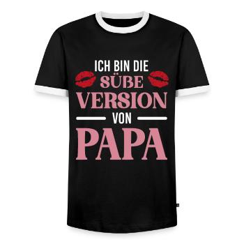 Süße Version Von Papa Kussmund Väterlich Töchter - Männer Kontrast-T-Shirt - Schwarz/Weiß - Vorne - AI Model Female 172 light (172cm) & AI Model Male 178 light (178cm)