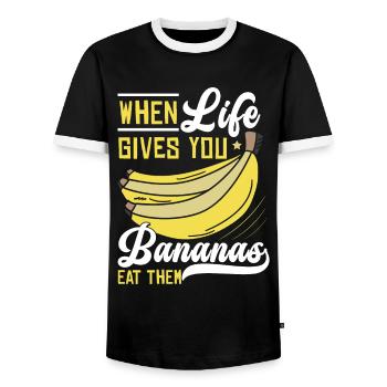 When Live Gives You Bananas Fruit - Men's Ringer Shirt - black/white - Front - AI Model Female 172 light (172cm) & AI Model Male 178 light (178cm)