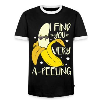 I Find You Very A-Peeling - Men's Ringer Shirt - black/white - Front - AI Model Female 172 light (172cm) & AI Model Male 178 light (178cm)
