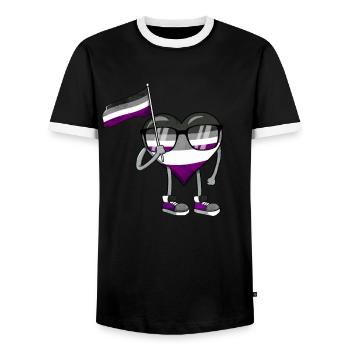 Asexual Pride Ace Flag Heart Sublte LGBTQ - Men's Ringer Shirt - black/white - Front - AI Model Female 172 light (172cm) & AI Model Male 178 light (178cm)