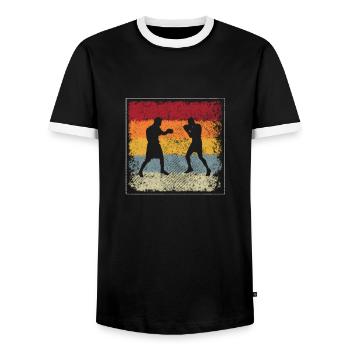 Boxen Retro - Männer Kontrast-T-Shirt - Schwarz/Weiß - Vorne - AI Model Female 172 light (172cm) & AI Model Male 178 light (178cm)
