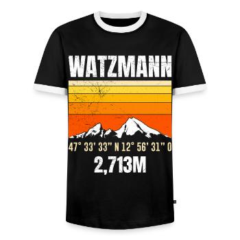 Watzmann Bergsteiger klettern Wanderer Berge - Männer Kontrast-T-Shirt - Schwarz/Weiß - Vorne - AI Model Female 172 light (172cm) & AI Model Male 178 light (178cm)