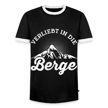 Verliebt in die Berge Hiking - Männer Kontrast-T-Shirt - Schwarz/Weiß - Vorne - AI Model Female 172 light (172cm) & AI Model Male 178 light (178cm)
