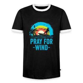 Kitesurfing Kiteboarding Kite Surfer Kitesurfer - Men's Ringer Shirt - black/white - Front - AI Model Female 172 light (172cm) & AI Model Male 178 light (178cm)