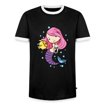 Mignonne Sirène Fille Femme Maman Anniversaire Sirène - T-shirt contrasté Homme - noir/blanc - Devant - AI Model Female 172 light (172cm) & AI Model Male 178 light (178cm)