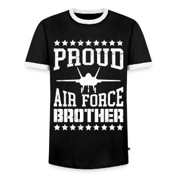 Proud Brother Air Force America I love USA - Men's Ringer Shirt - black/white - Front - AI Model Female 172 light (172cm) & AI Model Male 178 light (178cm)