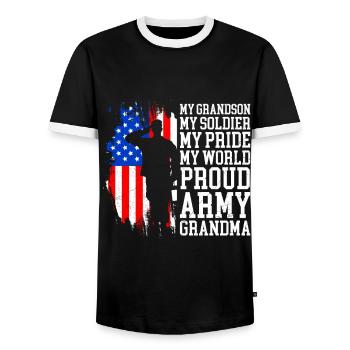 Proud Granny USA Soldiers America Military Patriots - T-shirt contrasté Homme - noir/blanc - Devant - AI Model Female 172 light (172cm) & AI Model Male 178 light (178cm)